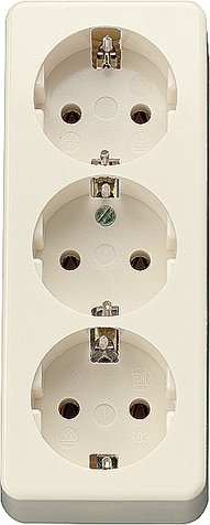 Steckdose, 3fach, Aufputz, 16 A, 250 V ~, Bodenplatte, ohne Zugentlastung   / Art. 10 S 23 LA
