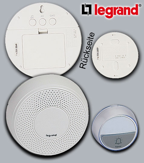 Legrand Funkgong-Set Komfort IP44 weiß mit 15 Ruftönen - Batteriebetrieb