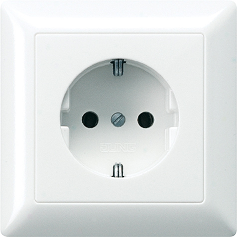 SCHUKO-Steckdose 16A 250V ~, Berührungsschutz, volle Platte, 80,5 x 80,5 mm / Art. AS 520 KI WW