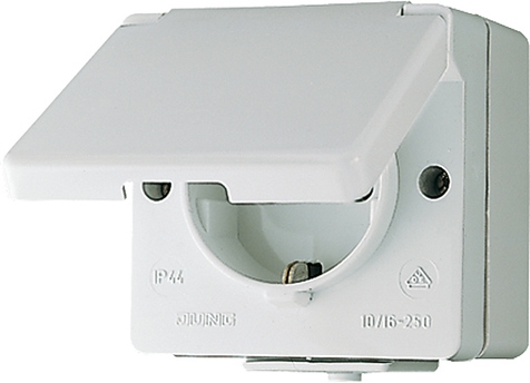SCHUKO-Steckdose, 1fach, 16 A, 250 V ~, Hohlboden zur Durchverdraht., Höhe 55 mm   / Art. 620 WX