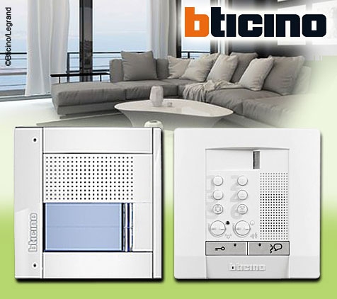 Bticino 2-Draht Audio Set POLYX 2 Familien mit SFERA Allwhite Unterputz
