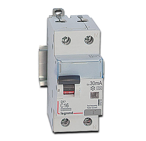 Legrand FI / LS Schutzschalter, 1-polig + mitschaltendem Neutralleiter DX3 FILS C16A, 1-polig+N, 10 kA, 30 mA, Typ A - Kennlinie C