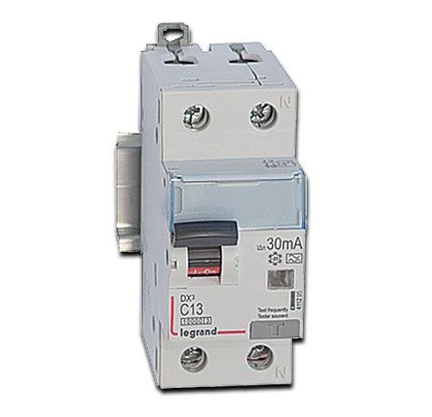 Legrand FI / LS Schutzschalter, 1-polig + mitschaltendem Neutralleiter DX3 FILS C13 A, 1-polig+N, 10 kA, 30 mA, Typ A - Kennlinie C