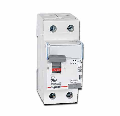 Legrand FI Schutzschalter TX3 25 A 2-polig 30 mA Typ AC für Wechselfehlerströme