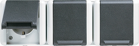 SCHUKO-Steckdose, 3fach, 16 A, 250 V ~, verdrahtet, 5 Leitungseinführungen   / Art. 8230 W