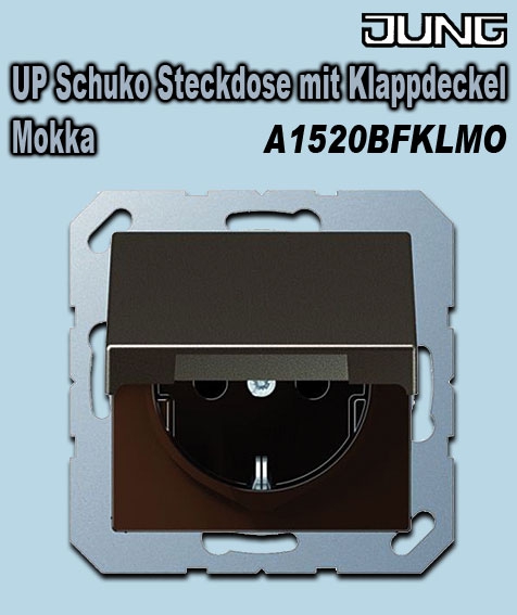 ung UP Schuko Steckdose IP44 mit Klappdeckel (mit Rückstellfeder) Mokka glänzend, bruchsicher