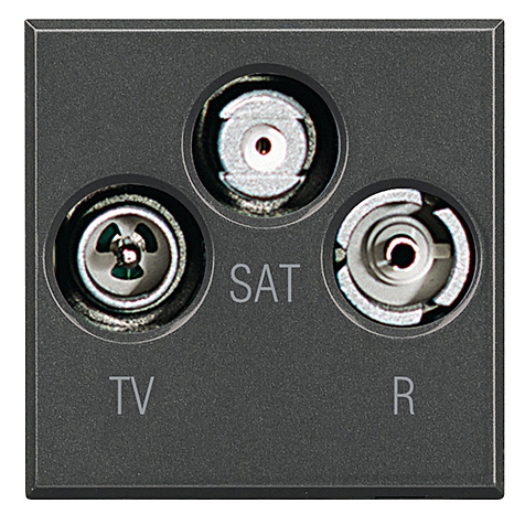 TV-, Radio-, SAT-Kombisteckdose, gleichspannungsdurchlässig, 1-modulig Anthrazit