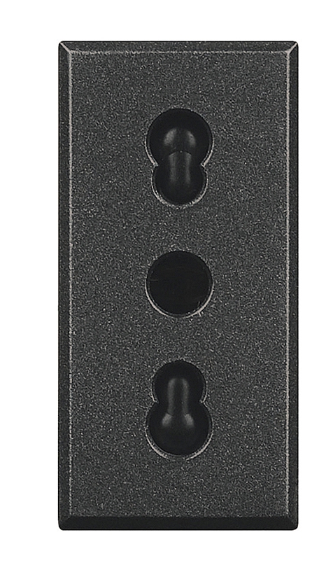 Steckdose 2-polig+E 10/16A 250V AC Kinderschutz, Schraubklemmen (SK) Anthrazit