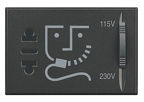 Rasiersteckdose mit Trenntrafo, Stromversorgung 230V 50/60Hz 3-modulig Anthrazit