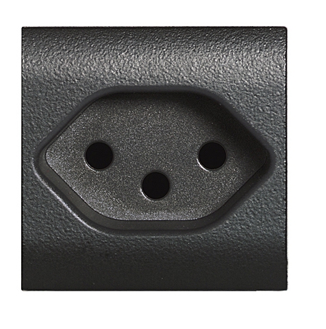Steckdose Schweizer Standard Typ 13, 2-polig+E, 10A 250V AC, 2-modulig Anthrazit