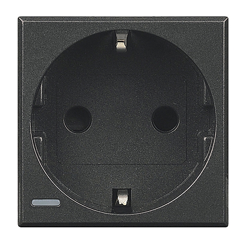Steckdose mit Schraubklemmen (SK), Kinderschutz, 16A/250V 2-modulig Anthrazit
