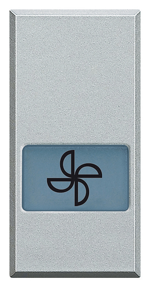 Symbolwippe für Axialschalter bedruckt mit  • Ventilator •  1-modulig Aluminium