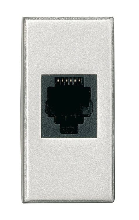 Telefondose RJ12 Cat. 3 AMP Barrel 1-modulig Aluminium