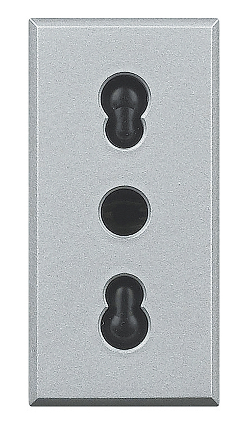 Steckdose 2-polig+E 10/16A 250V AC Kinderschutz, Schraubklemmen (SK) Aluminium