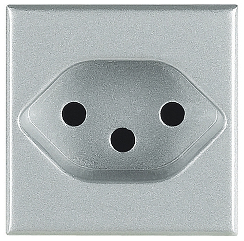 Steckdose Schweizer Standard Typ 13, 2-polig+E, 10A 250V AC, 2-modulig Aluminium
