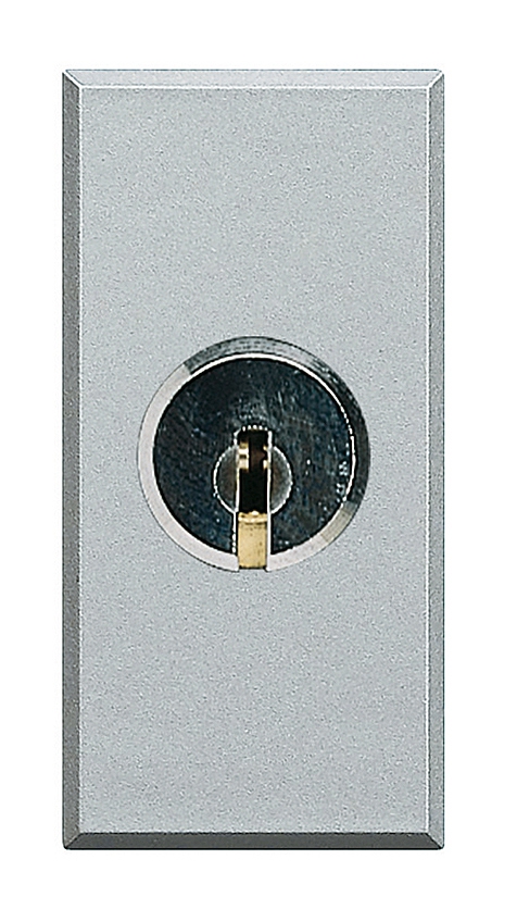 Schlüssel-Wechselschalter 2-polig 16A 250V AC mit Schlüssel 1-modulig Aluminium