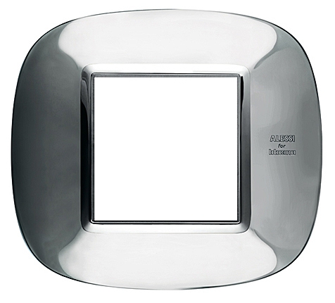 Rahmen elliptisch 3+3 Module Kompaktinstallation Stahl, poliert Alessi