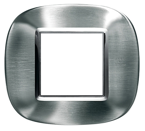 Rahmen elliptisch 3 Module Kompaktinstallation Stahl, gebürstet Alessi