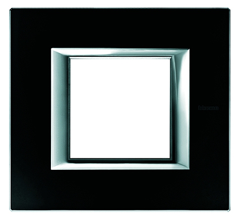 Rahmen rechteckig 3 Module Kompaktinstallation Glas Nachtschwarz