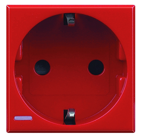 Steckdose mit Schraubklemmen (SK), Kinderschutz, 16A/250V 2-modulig rot