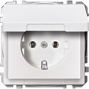 SCHUKO-Steckdose mit Klappdeckel, Steckklemmen, polarweiß, System Fläche