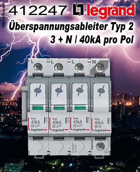 Legrand Überspannungsableiter Typ 2 / 3 + N / 40kA pro Pol