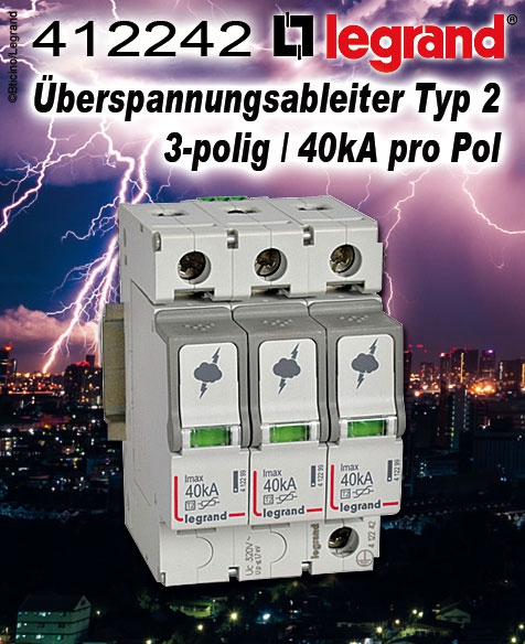 Legrand Überspannungsableiter Typ 2 / 3-polig / 40kA pro Pol