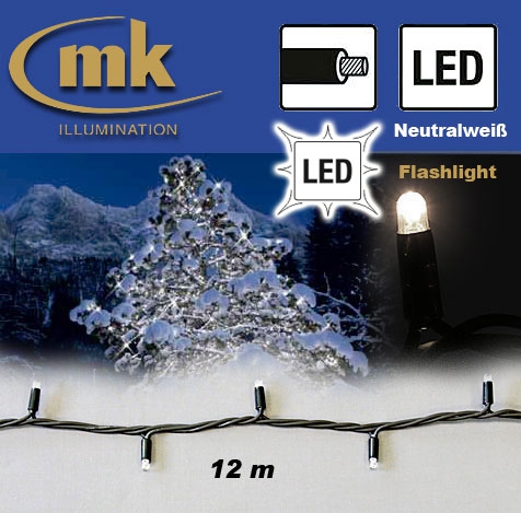 LED STRING LITE® 120 Außenlichterkette 120 teilig / 12 m / 10,5W / koppelbar / IP67 für den Aussenbereich / Neutralweiß / Flashlight / schwarzes Kabel