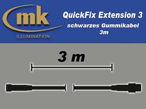 QuickFix Extension 3 / schwarzes Gummikabel 3m / IP67