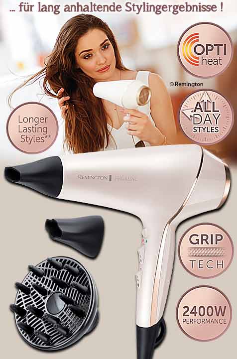 Remington PROluxe Ionen-Haartrockner mit AC-Motor AC9140 / 2400 Watt und OPTIheat-Technologie für lang anhaltende Styling-Ergebnisse