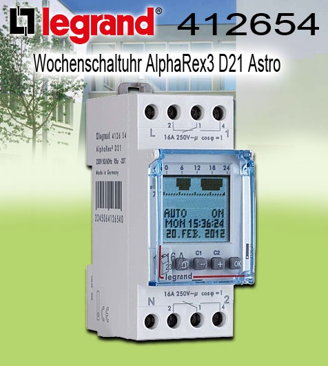 Legrand Astrozeitschaltuhr AlphaRex / D21 / 230V / 50/60Hz / Astro / 1 Kanal