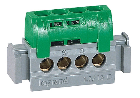 Klemmenleiste 25 mm² 4 x 16 mm² gruen