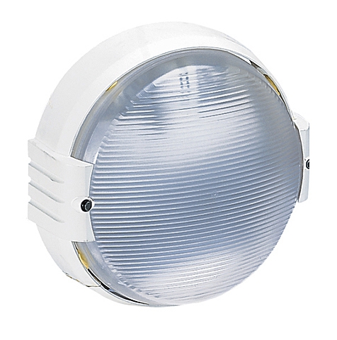 Feuchtraum-Leuchte vandalensicher rund 100W Glühlampen E27 weiss Koro