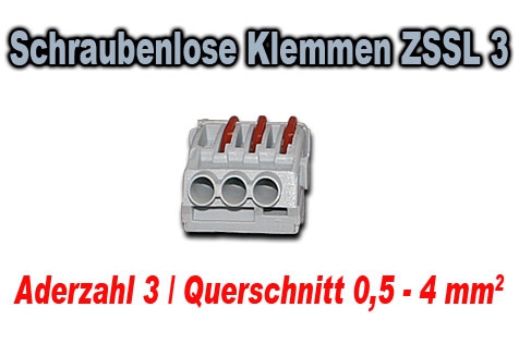 GT Schraubenlose Klemmen ZSSL 3 / grau / Aderzahl 3 / Querschnitt 0,5 - 4 mm2