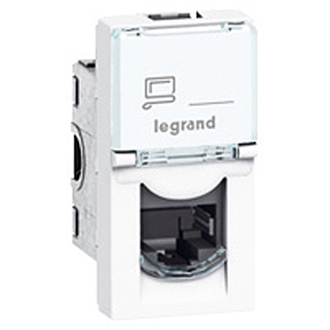Legrand Datendose 1xRJ45 geschirmt für MOSAIC, Kategorie 6A STP, 1 Modul, Farbe: weiß