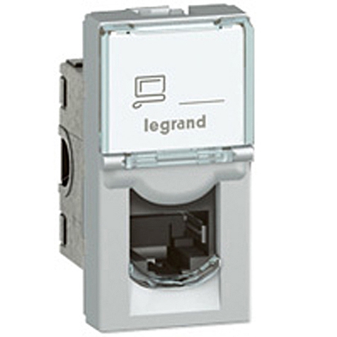 Datendose RJ45 Cat6 UTP 1-modulig alu Mosaic