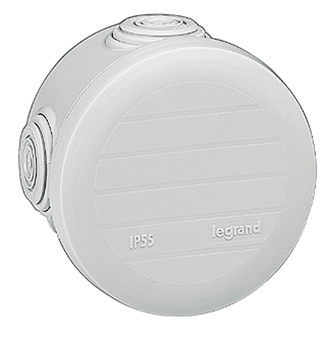 Abzweigdose rund Ø70mm, Höhe 45mm, 4 Membran Einführungen Ø20mm grau 650°