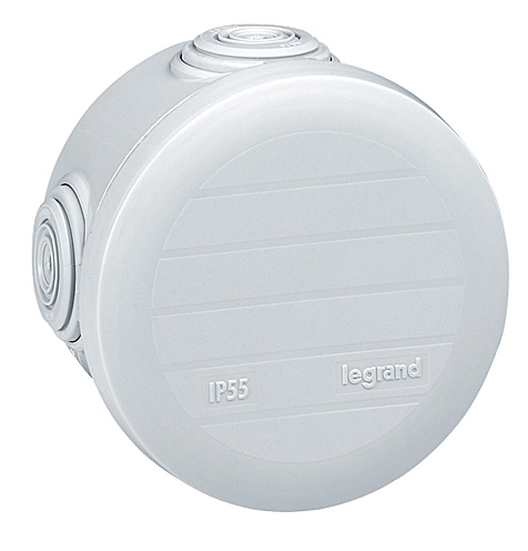 Abzweigdose rund Ø70mm, Höhe 45mm, 4 Membran Einführungen Ø20mm reinweiss 650°