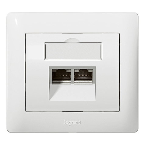 Abdeckung RJ45 C5 C6 mit Beschriftungsträger Galea ultraweiss