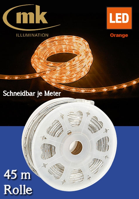 LED Rope Light 30 - PVC-Lichtschlauch mit 1.350 orangen LEDs / 45m Rolle / 157.5 W / 220-240V / für den Aussenbereich IP44 / schneidbar je Meter