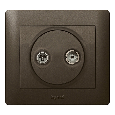 Abdeckung Antennen-Steckdose 2-Loch TV-RSystem Legrand Galea dark bronze
