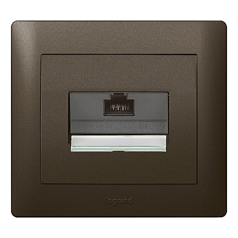 Abdeckung VDI 30°, flach, RJ45, mit Beschriftungsträger Galea dark bronze