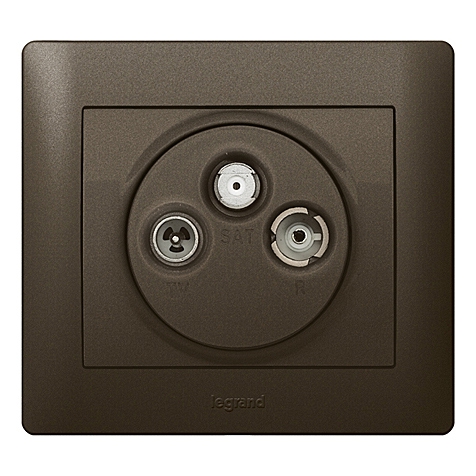 Abdeckung Antennen-Steckdose 3-Loch Galea  dark bronze