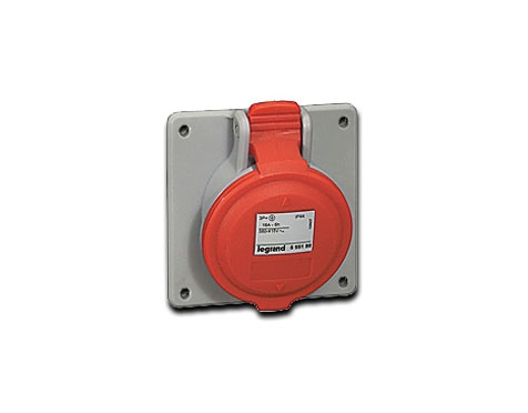 Legrand CEE-Anbausteckdose P17 Tempra Pro / 4-polig, 3P + PE / 16 A Flansch 84 x 84 mm - 380/415 V~Schutzart IP44