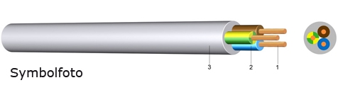 PVC - LEITUNG H05VV-F (YMM) 2x1,5 / 100 METER BUND GRAU