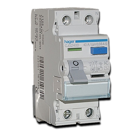 FI-Schutzschalter, wechselstromsensitiv kurzzeitverzögert 30 mA / 40A G / 2 polig