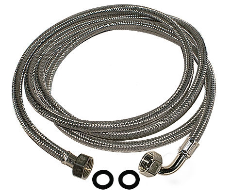 INOX Druckzulaufschlauch 1/2 Zoll - Anschluss 3/4 Zoll w/w gebogen, fertig montiert 1 m
