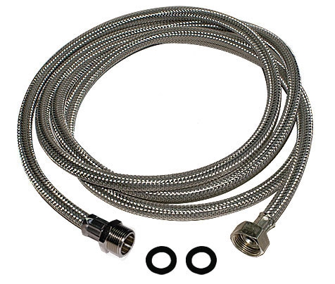 INOX Druckzulaufschlauch 1/2 Zoll - Anschluss 3/4 Zoll m/w, fertig montiert 2 m