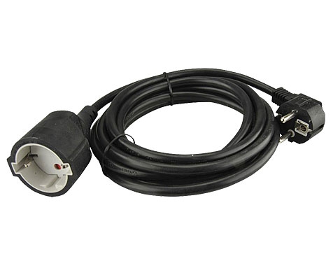Verlängerung H05VV-F 3x1,5 / 2 m schwarz / mit Schukostecker und Schukokupplung