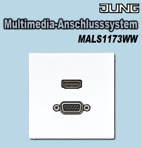 Multimedia-Anschlusssystem HDMI / VGA für LS-Serien mit Tragring Alpinweiß
